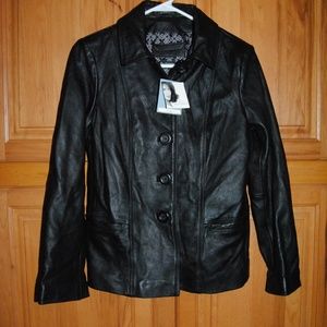 Jaclyn Smith Leather Jacket Black Size Small